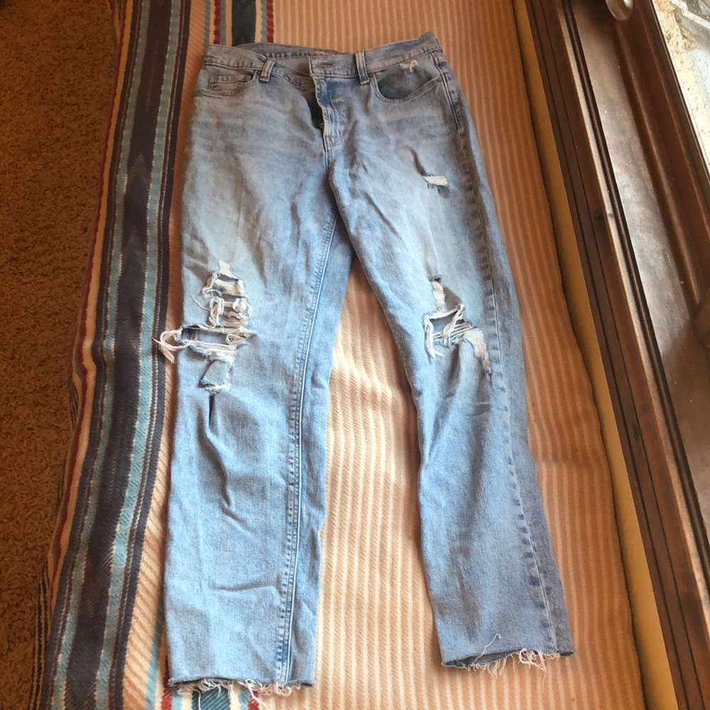 High rise cut off jeans